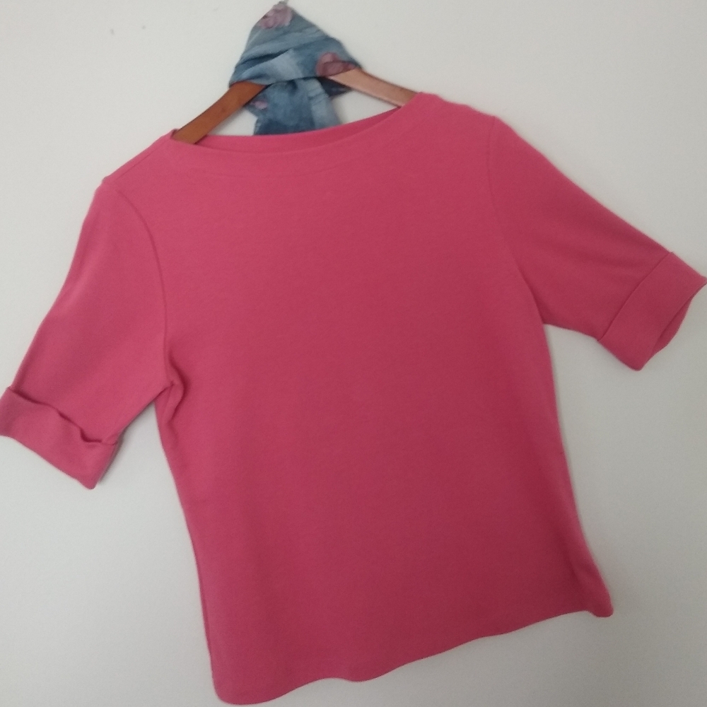 Appleseed's Pink Cuffed Elbow Sleeve Tee